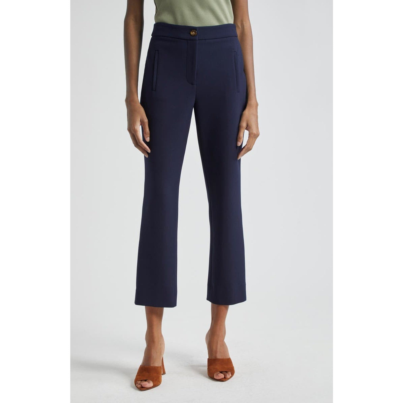 Veronica Beard 'Arte' Blue Houndstooth High Waist Flare Ankle Pants Size 6 - NWT