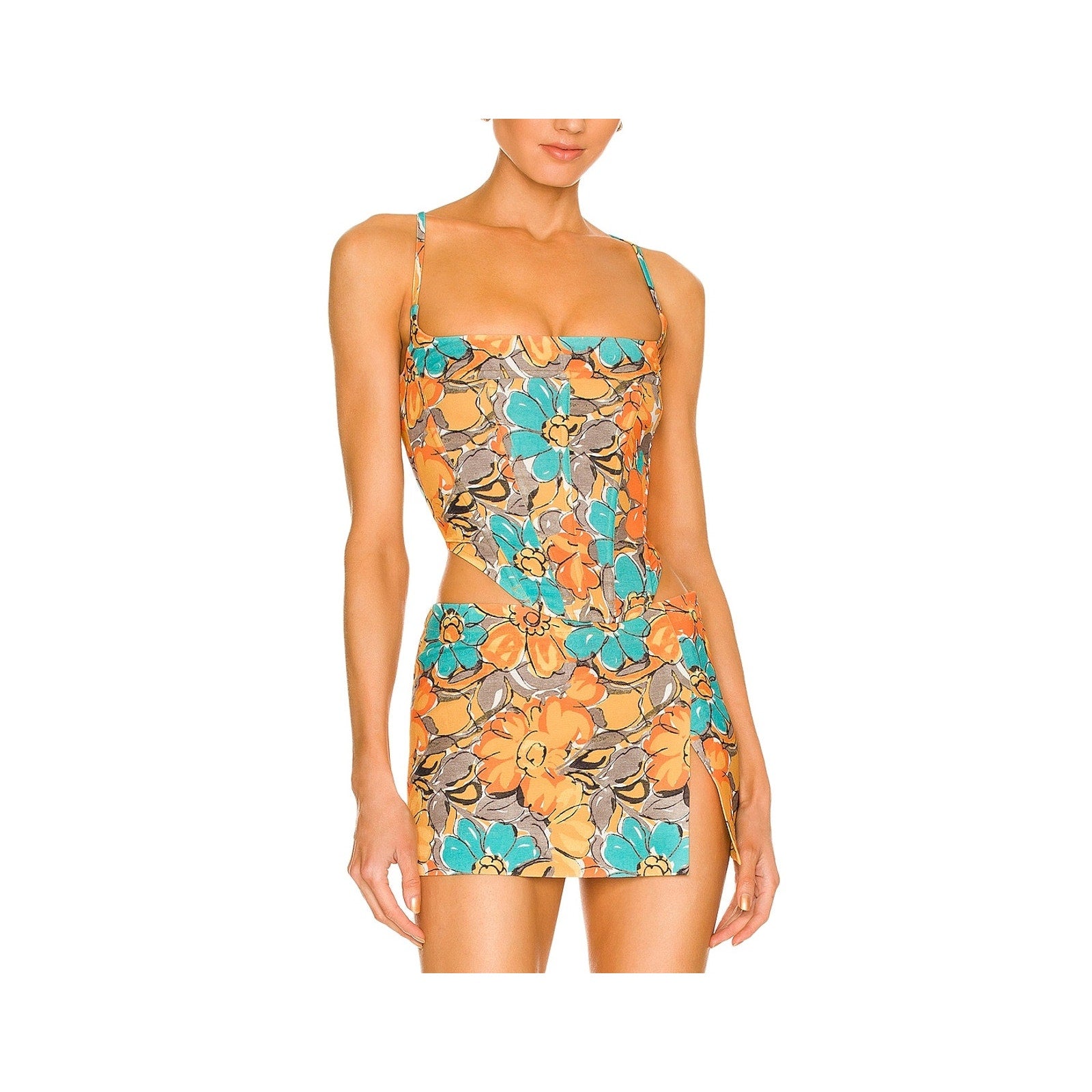 Miaou V Orange Polyester Corset Top Size S
