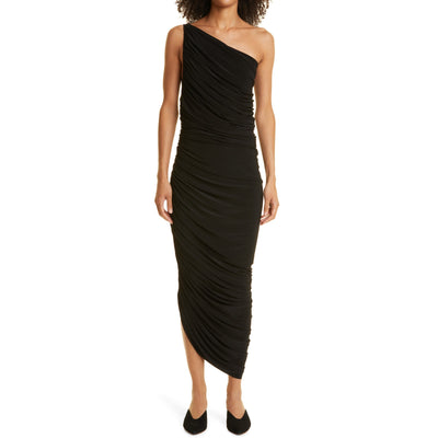 Norma Kamali Draped Black Diana One Shoulder Gown Size S