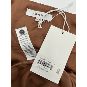 Frame Long Sleeve Brown Polyester Crossover Top Size S - NWT