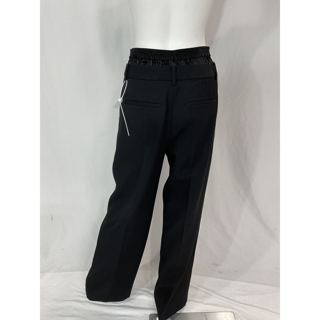 Alexander Wang Low Rise Black Wool Blend Wide Leg Boxer Trouser Size 4 - NWT