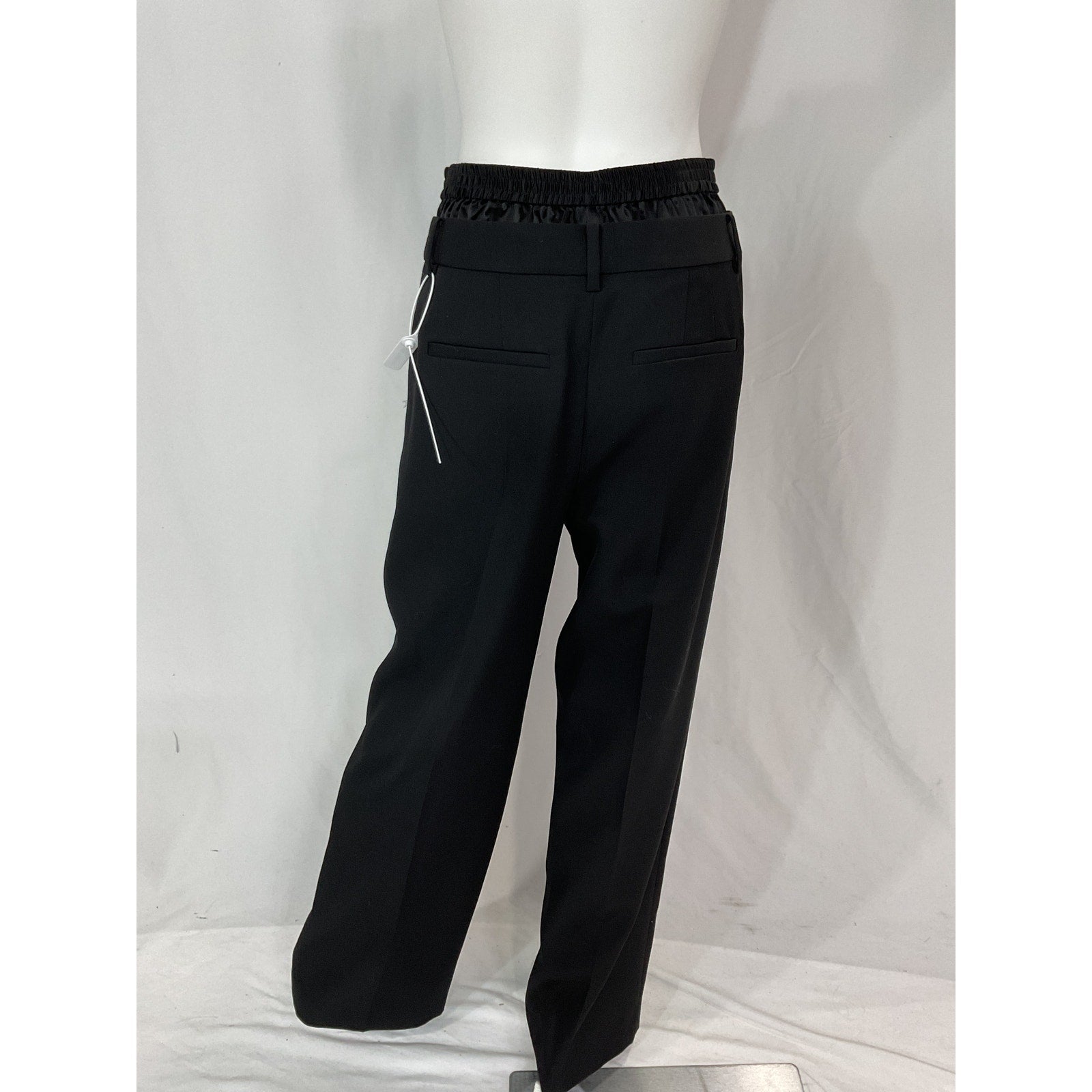 Alexander Wang Low Rise Black Wool Blend Wide Leg Boxer Trouser Size 4 - NWT