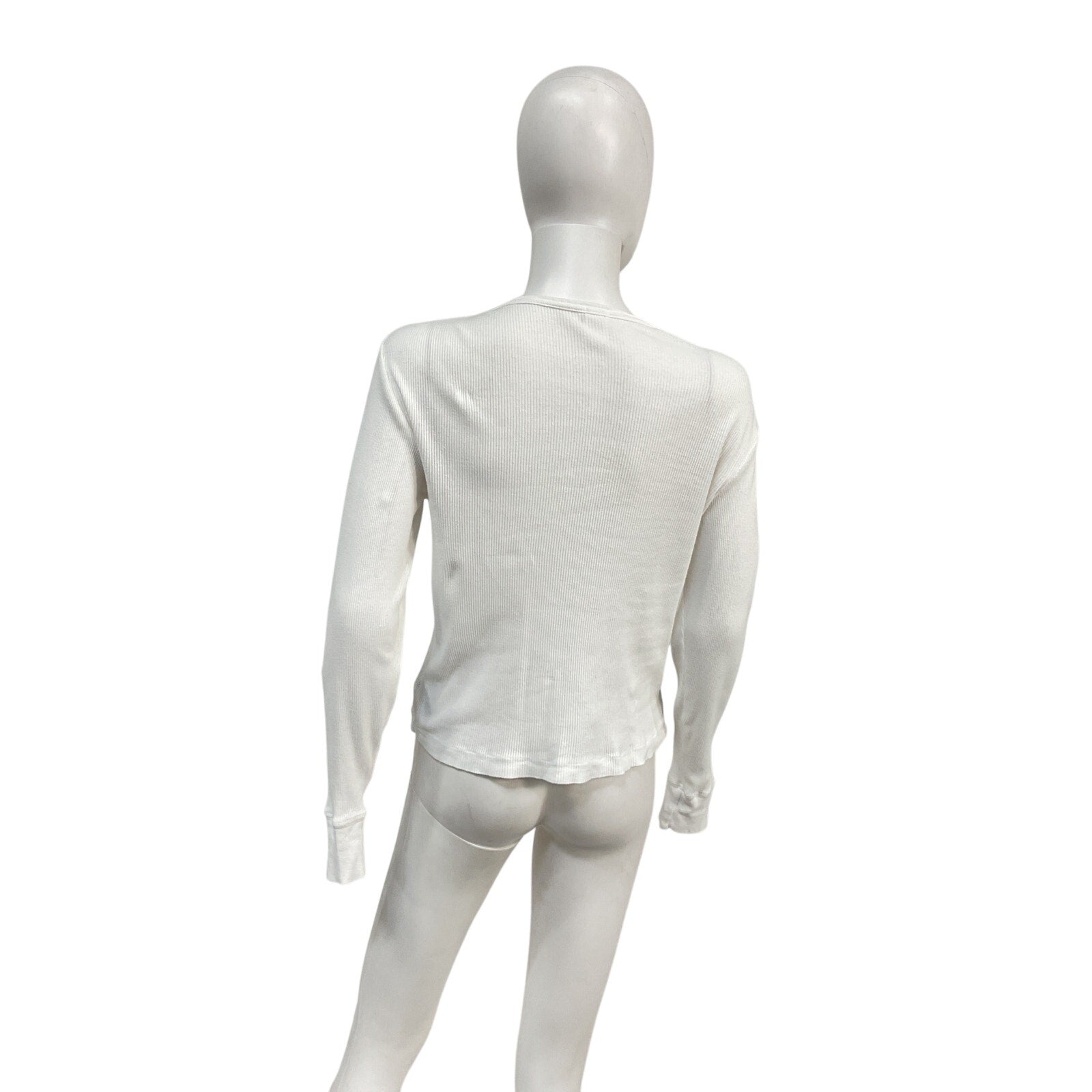 Re/Done 60'S Slim Optic White Cotton Henley Long Sleeve Top Size XS