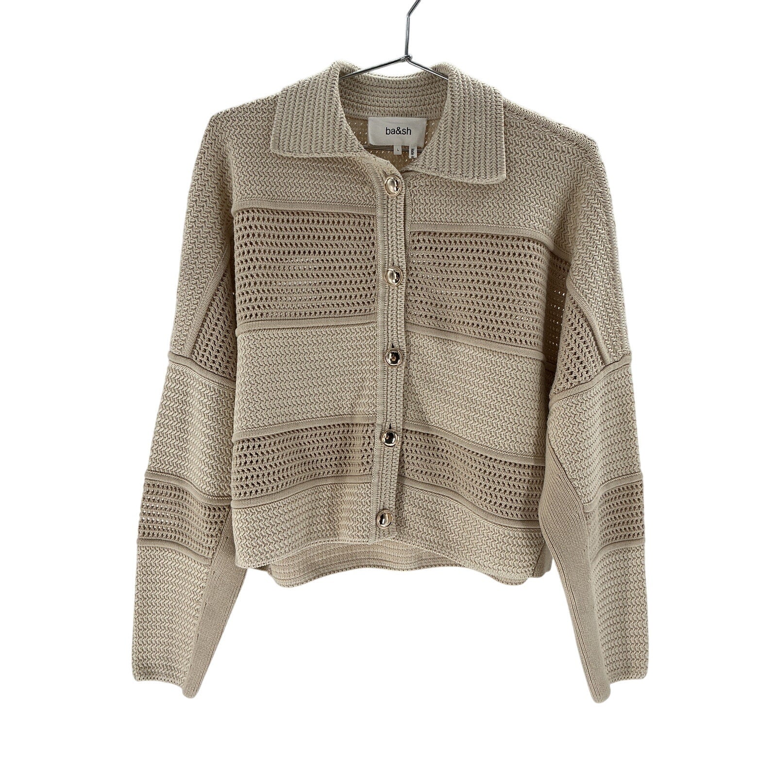 Ba&Sh 'Val' Beige Cotton Cardigan Size L