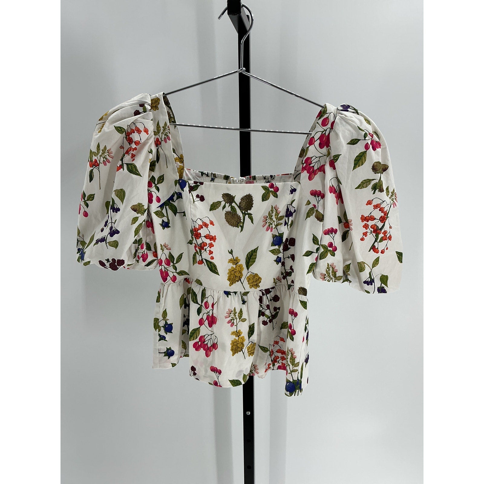Cara Cara Floral Print White Square Neckline Blouse Size XS