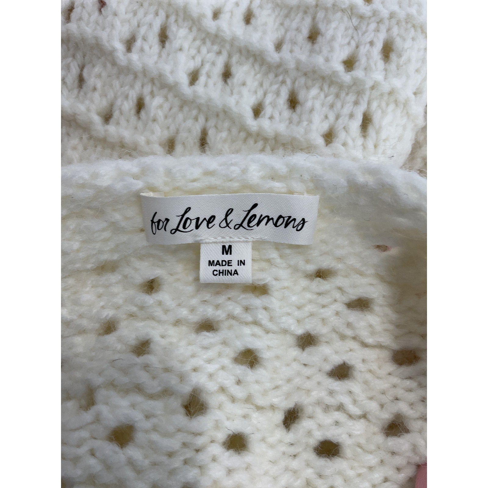 For Love & Lemons 'Laurel' White Satin Oversized Sweater Size M