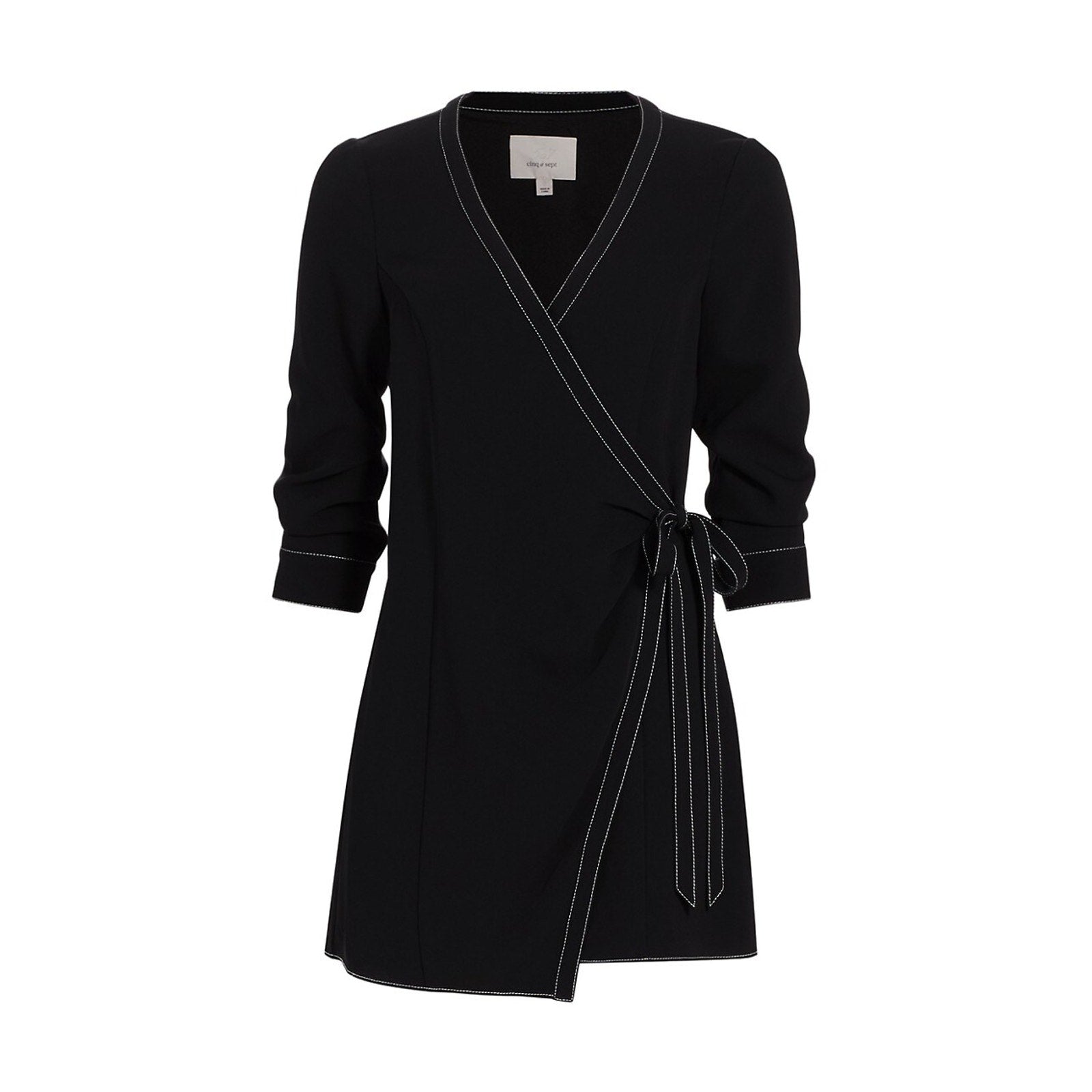 Cinq A Sept 'Chelsea' Black Triacetate Wrap Mini Dress Size 14