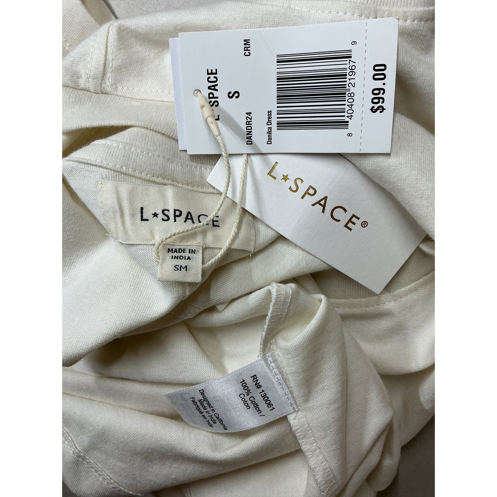 Lspace 'Danika' Cream Cotton Mini Dress Size S