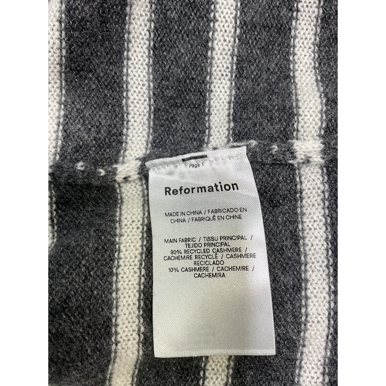 Reformation 'Boyfriend' Black Cashmere Sweater Size XS