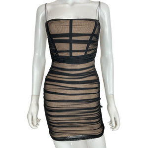 Nookie Ruched Black Mecca Mini Dress Size S