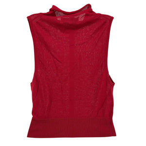 L'Academie Sheer Bright Red Eldon Turtleneck Top Size M