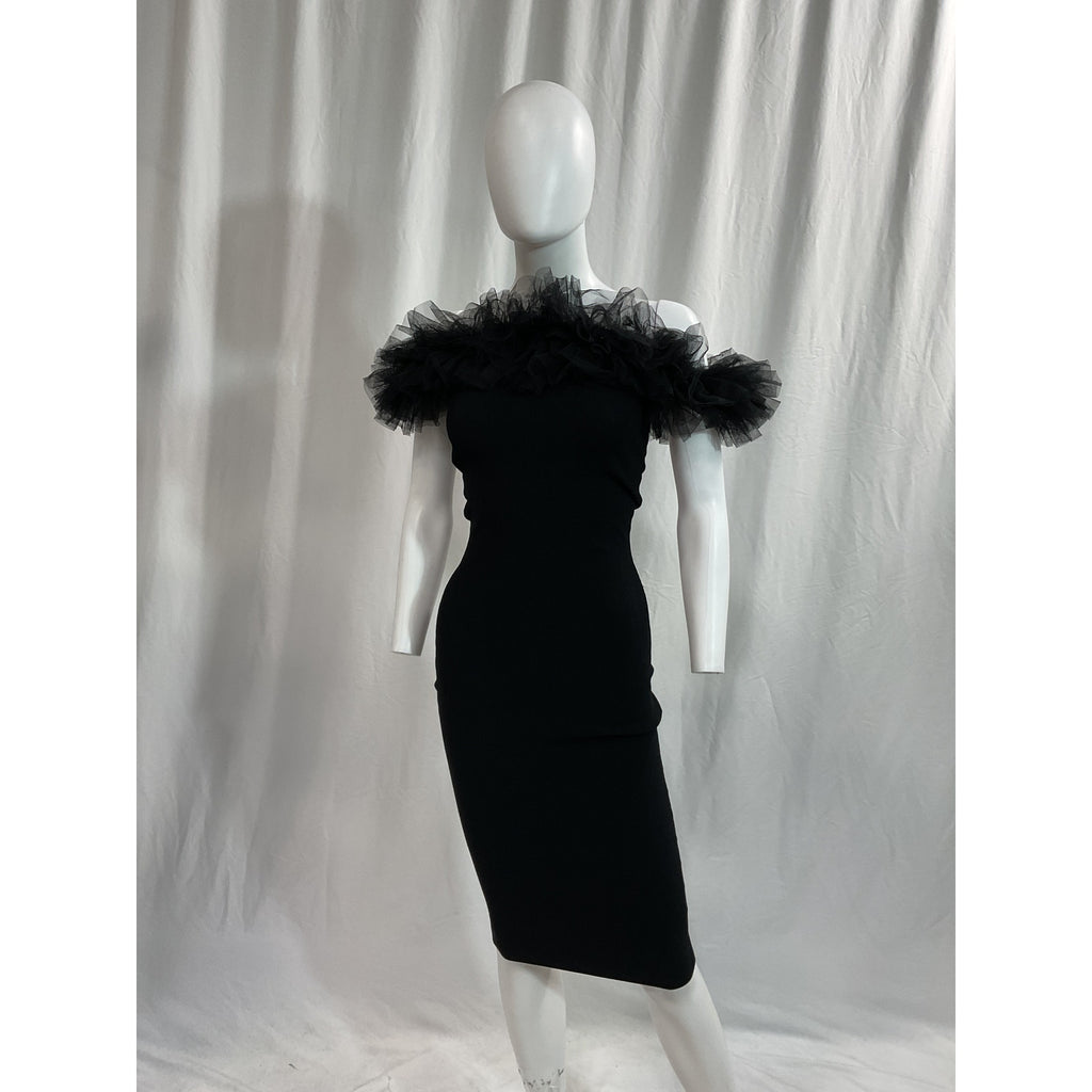 Autumn Cashmere 'Tulle' Black Off-The-Shoulder Dress Size XS