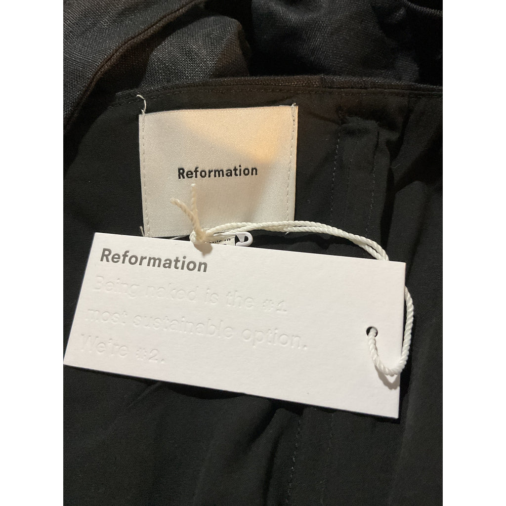 Reformation 'Delia' Black Linen Dress Size 8 - NWT