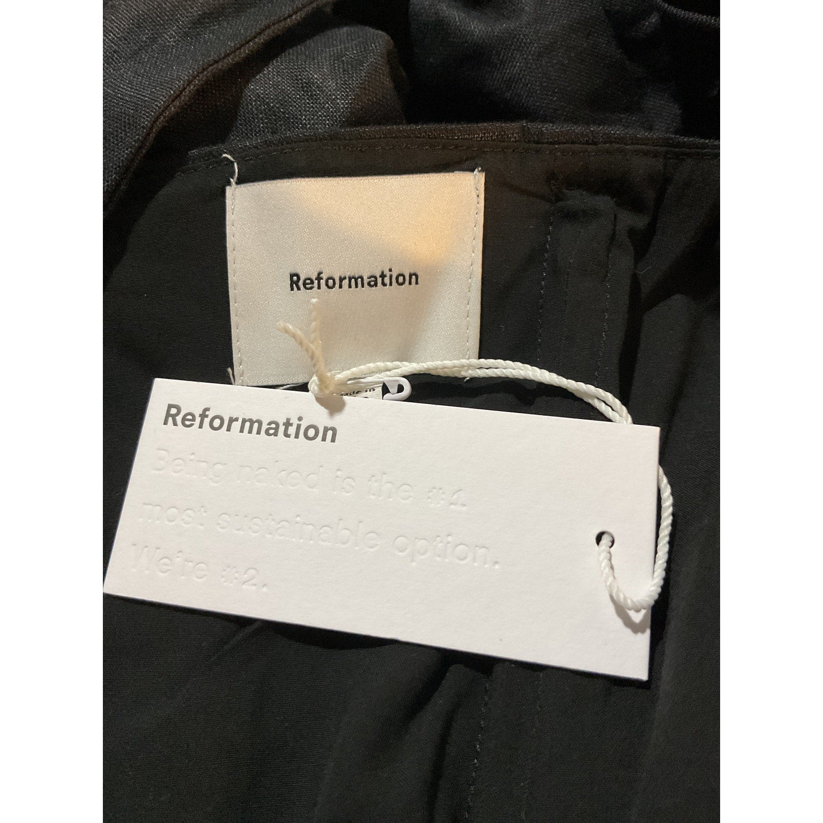 Reformation 'Delia' Black Linen Dress Size 8 - NWT