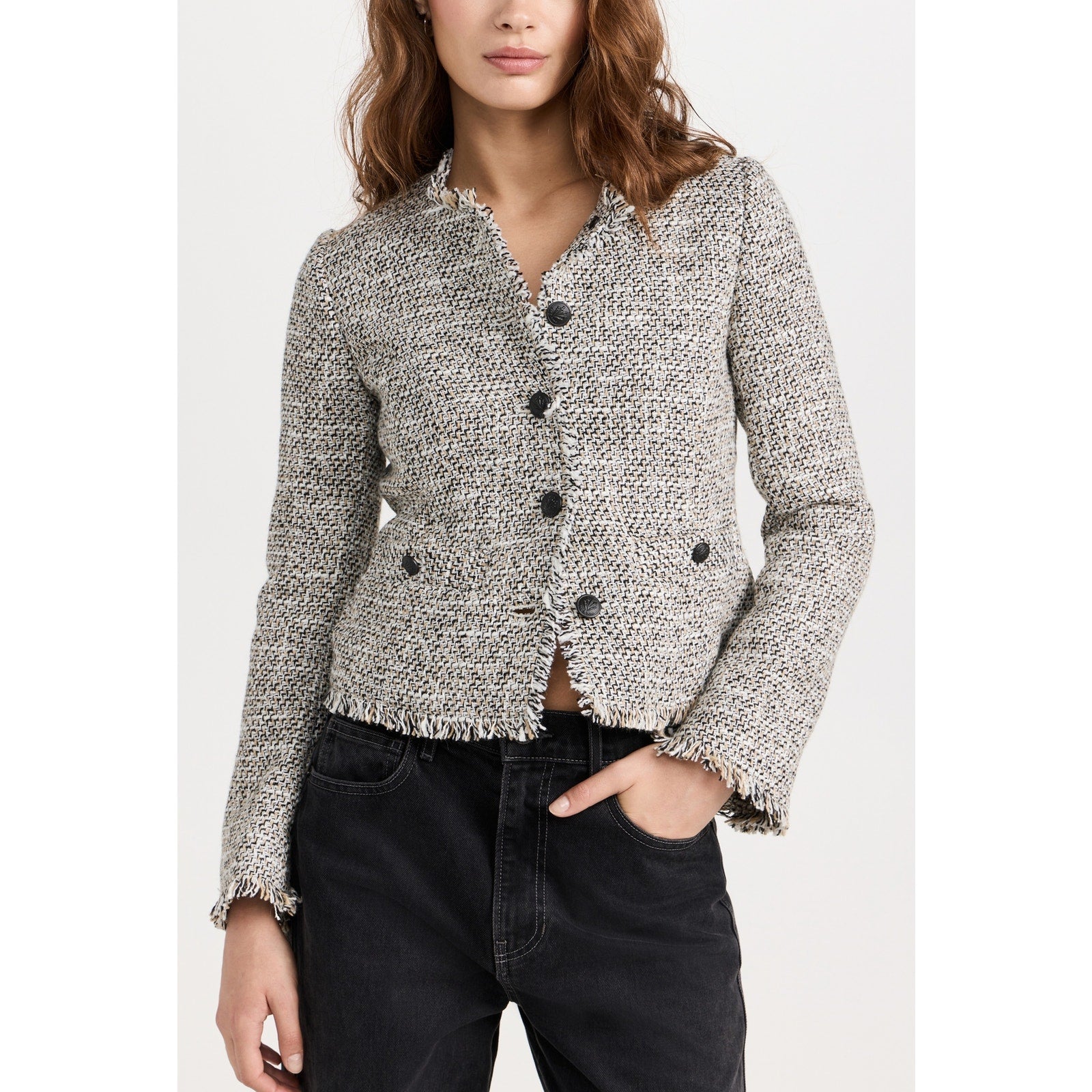 Rag & Bone 'Carmen' Tan Polyester Tweed Jacket Size 00