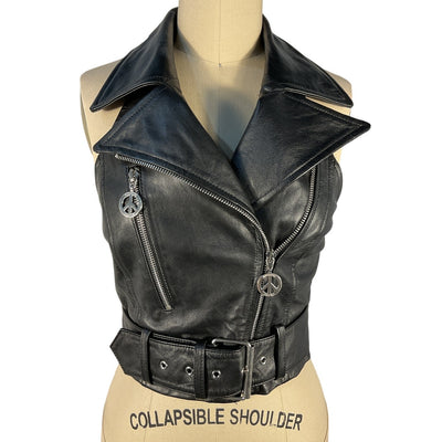 Moschino Sleek Black Moto Vest Size IT 38 / US 2