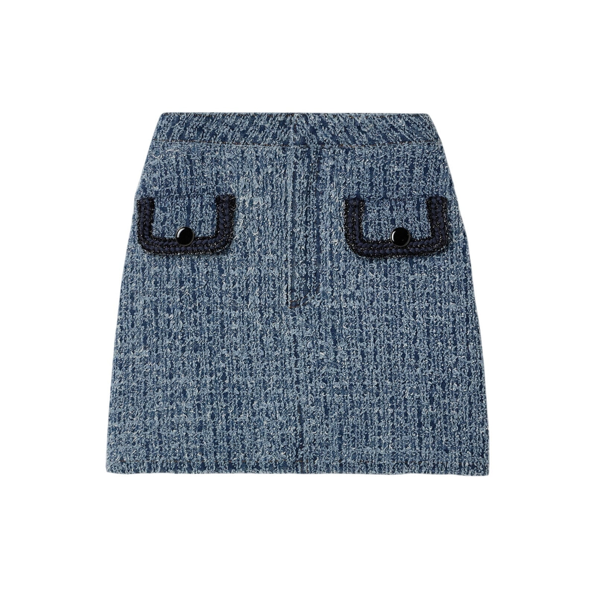 Self-Portrait Textured Blue Tweed Mini Skirt Size UK 8 / US 4