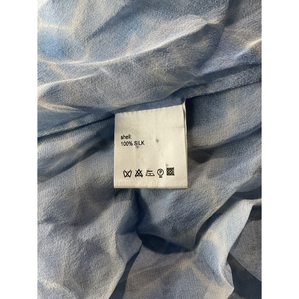 Petar Petrov 'Aleia' Blue Silk Frilled-Sleeve Printed Silk-Chiffon Dress Size 40