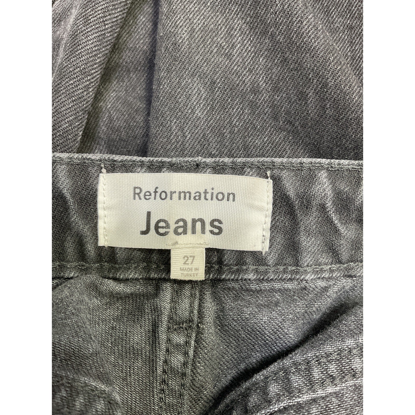 Reformation 'Cynthia Patch' Black High Rise Straight Denim Jeans Size 27