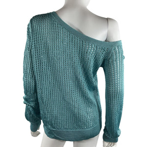 Lpa Open Knit Blue Leo Sweater Size M