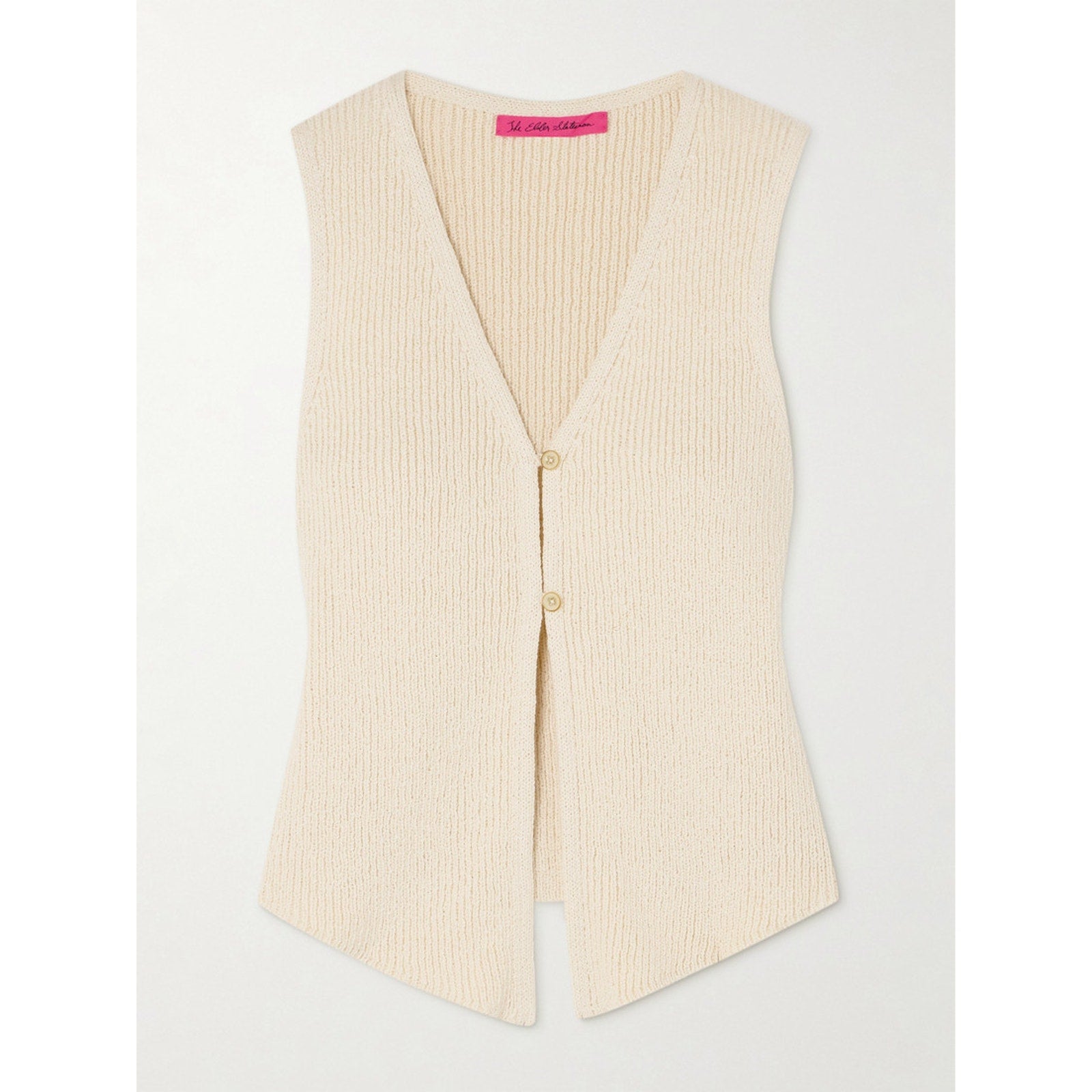 The Elder Statesman 'Nora' Tan Cotton Knitted Cotton Vest Size S