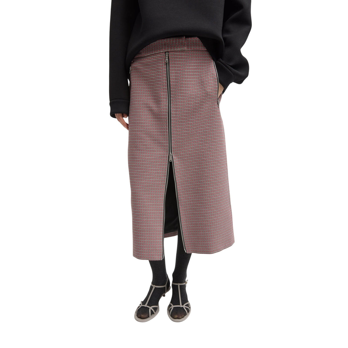 Tibi Checked Pink Multi Leon Midi Skirt Size 4