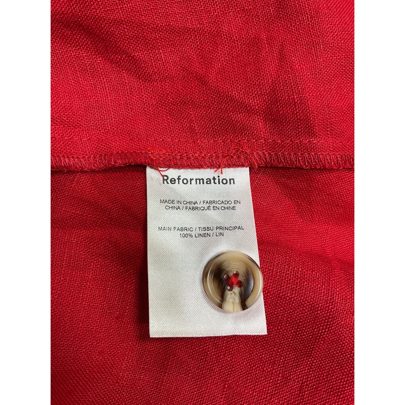 Reformation 'Mar' Red Linen Midi Dress Size 0