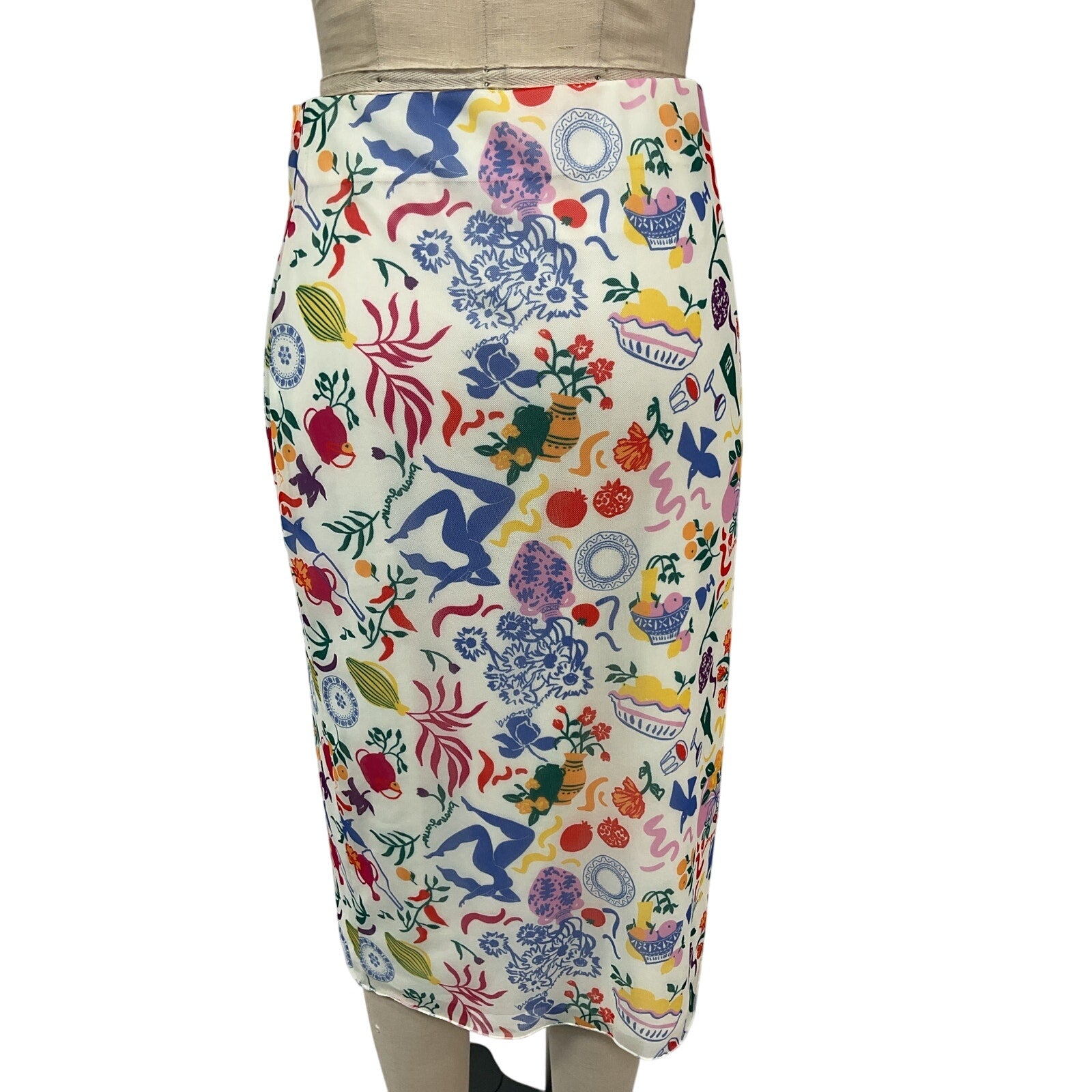 Lpa 'Giada' White Polyester Midi Skirt Size M