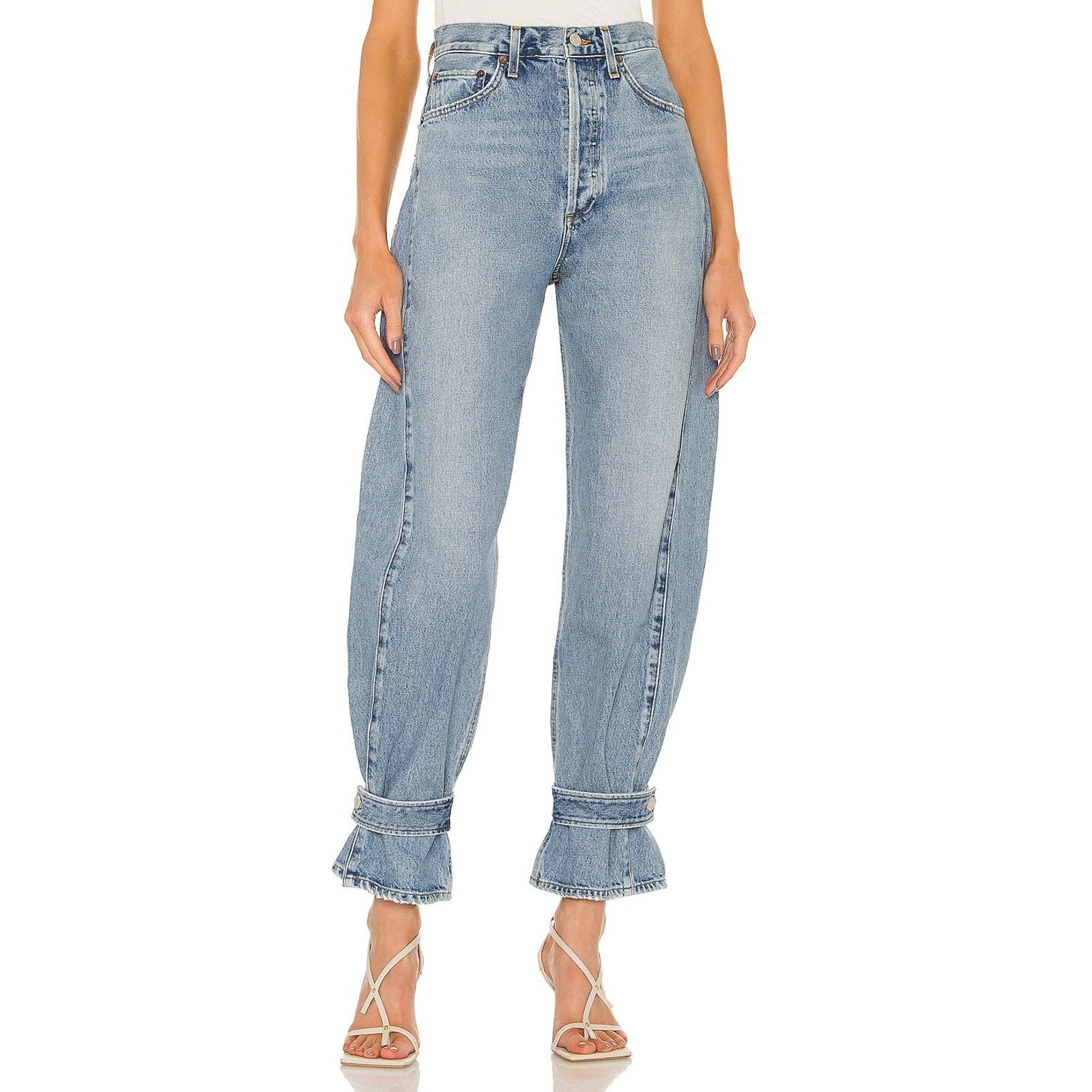 Agolde 'Cleo' Blue Pieced Wide Leg Denim Jean Size 24