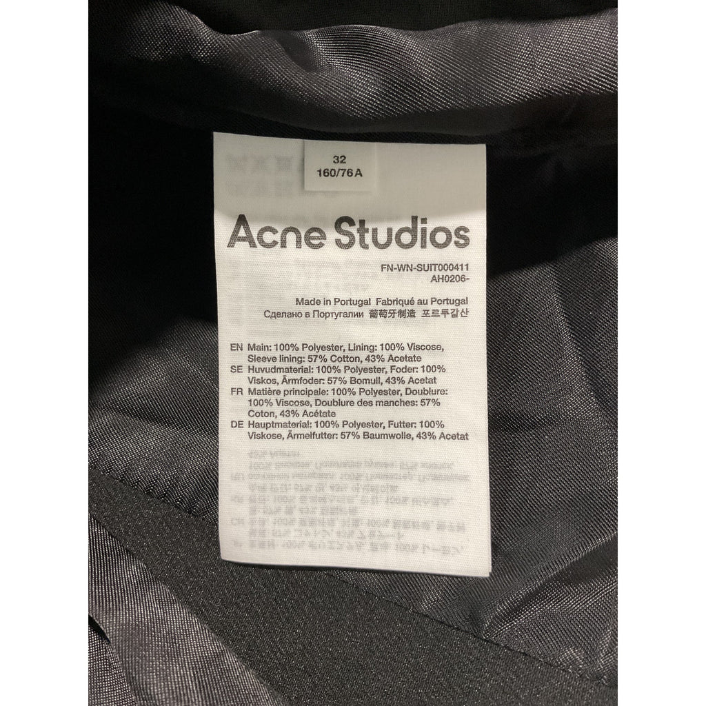Acne Studios Black Polyester Double-Breasted Gabardine Blazer Size 32