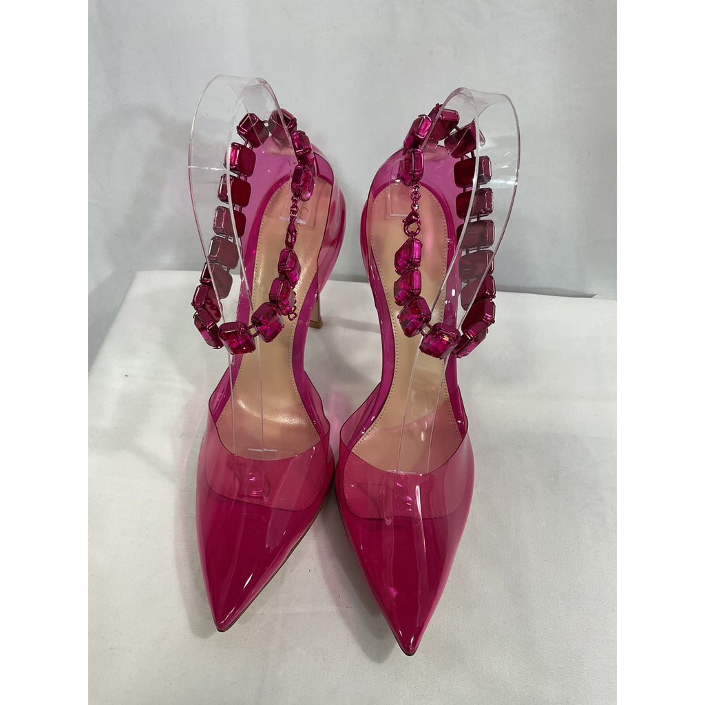 Gianvito Rossi Crystal-Embellished Pink Pvc Pumps Size 8.5 - NWT