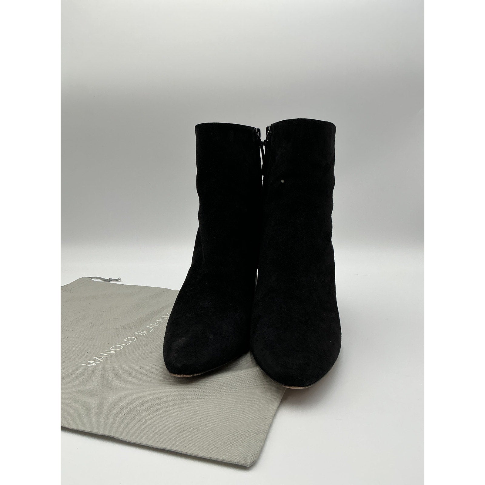 Manolo Blahnik 'Rosie' Black Leather Ankle Booties Size 11