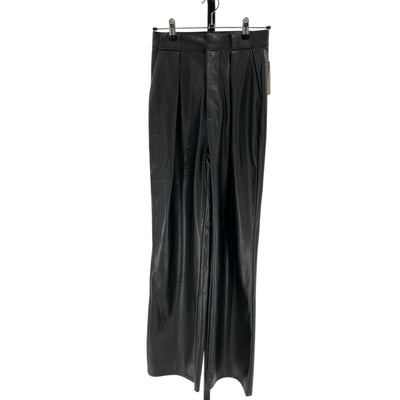 Mother Pleated Faux Leather Straight Leg Black Tunnel Vision Pants Size 24