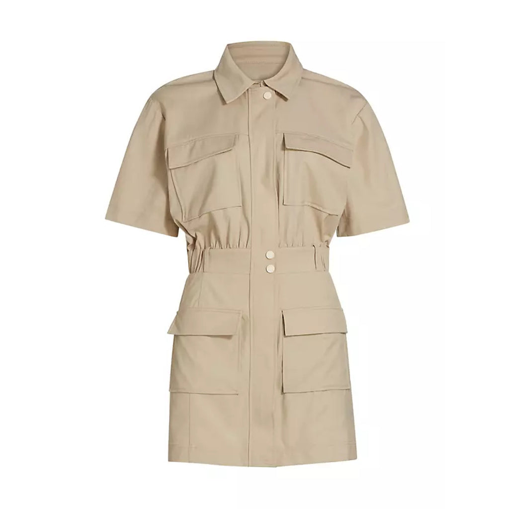 Simkhai 'Yohana' Beige Wool Cargo Mini Shirt Dress Size 0 - NWT