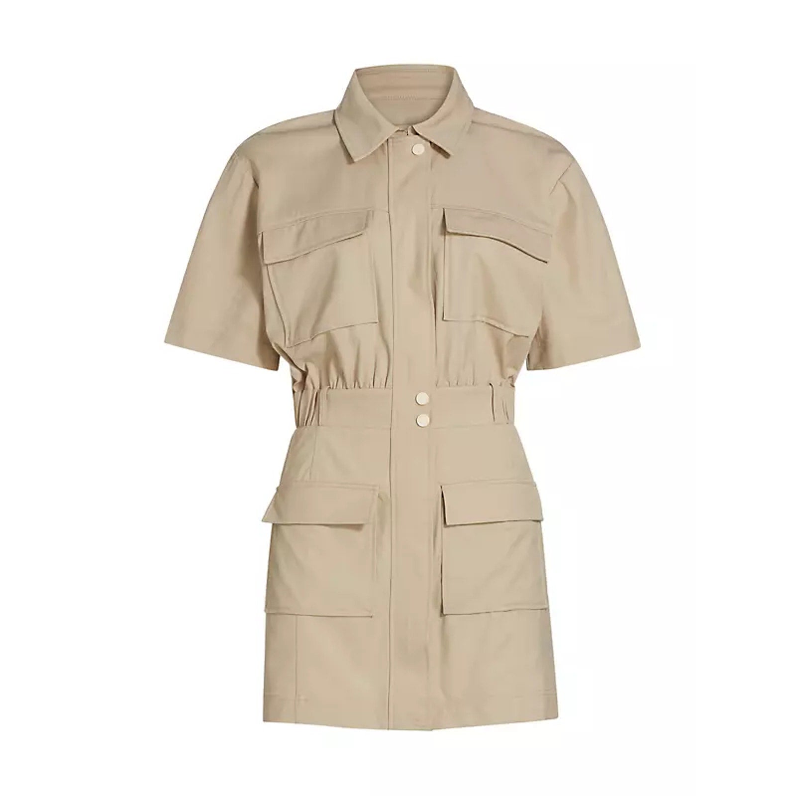 Simkhai 'Yohana' Beige Wool Cargo Mini Shirt Dress Size 0 - NWT