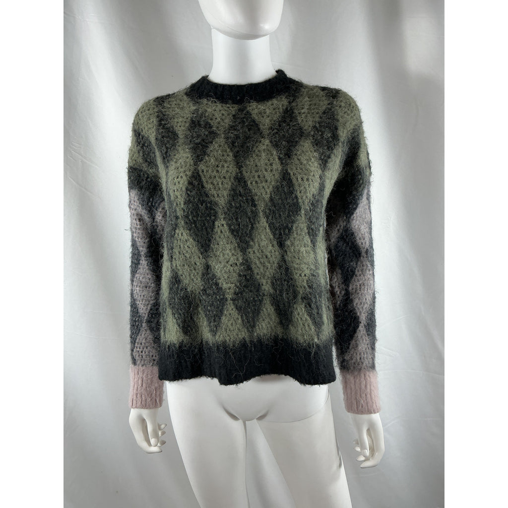 Allsaints 'Diamond' Pink Wool Crew Neck Sweater Size S