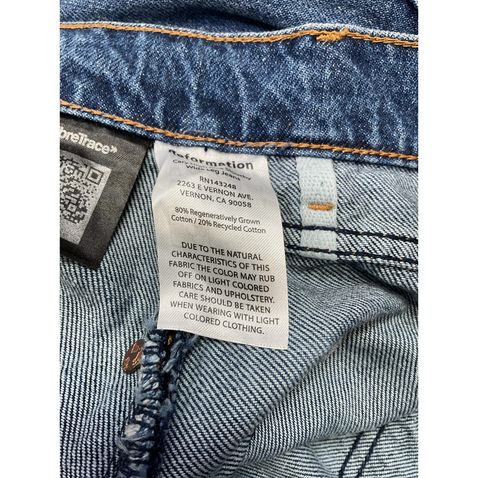 Reformation 'Cary' Blue Cotton High Rise Slouchy Wide Leg Jeans Size 25