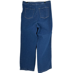 Frame Chic Blue Sailor Button-Embellished High-Rise Wide-Leg Denim Jeans Size 33