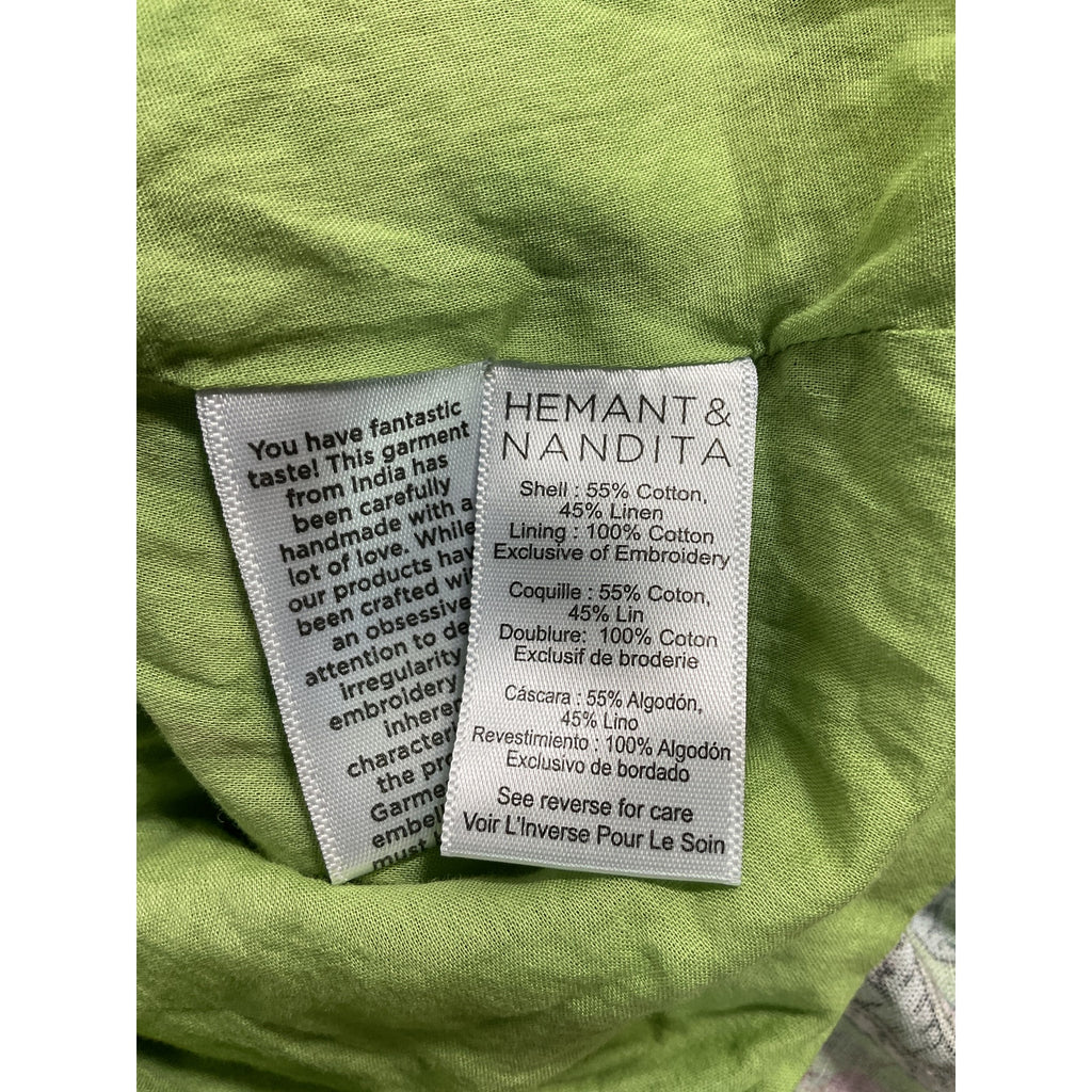 Hemant And Nandita 'Rhea' Green Linen Mini Dress Size M