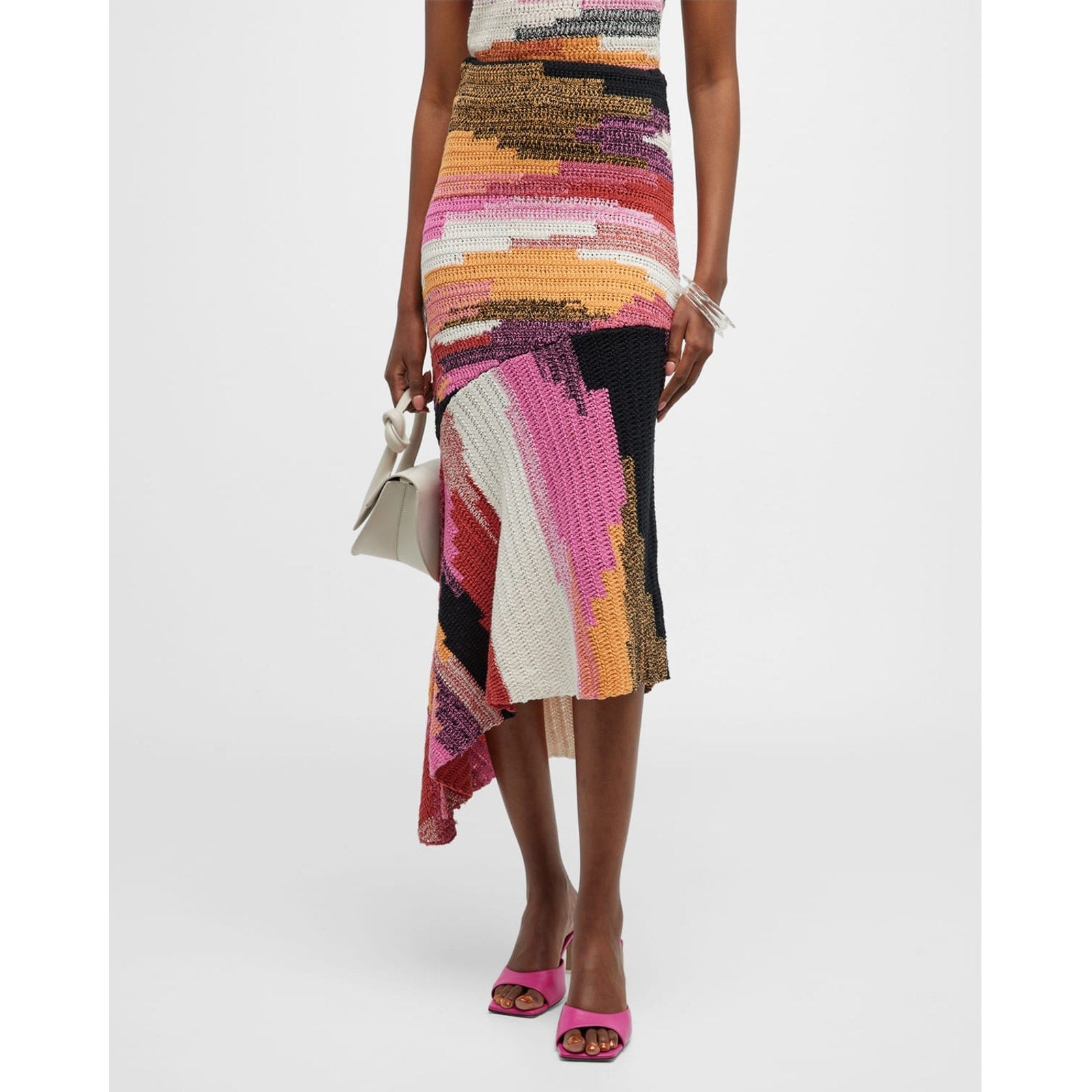 A.L.C. 'Nova' Pink Colorbocked Asymmetric Skirt Size XS