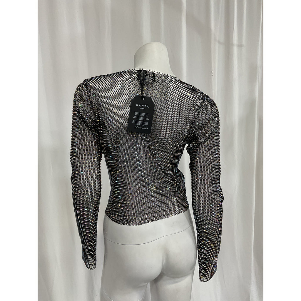 Santa Brands 'Crystal' Black Long Sleeve Top Size M - NWT