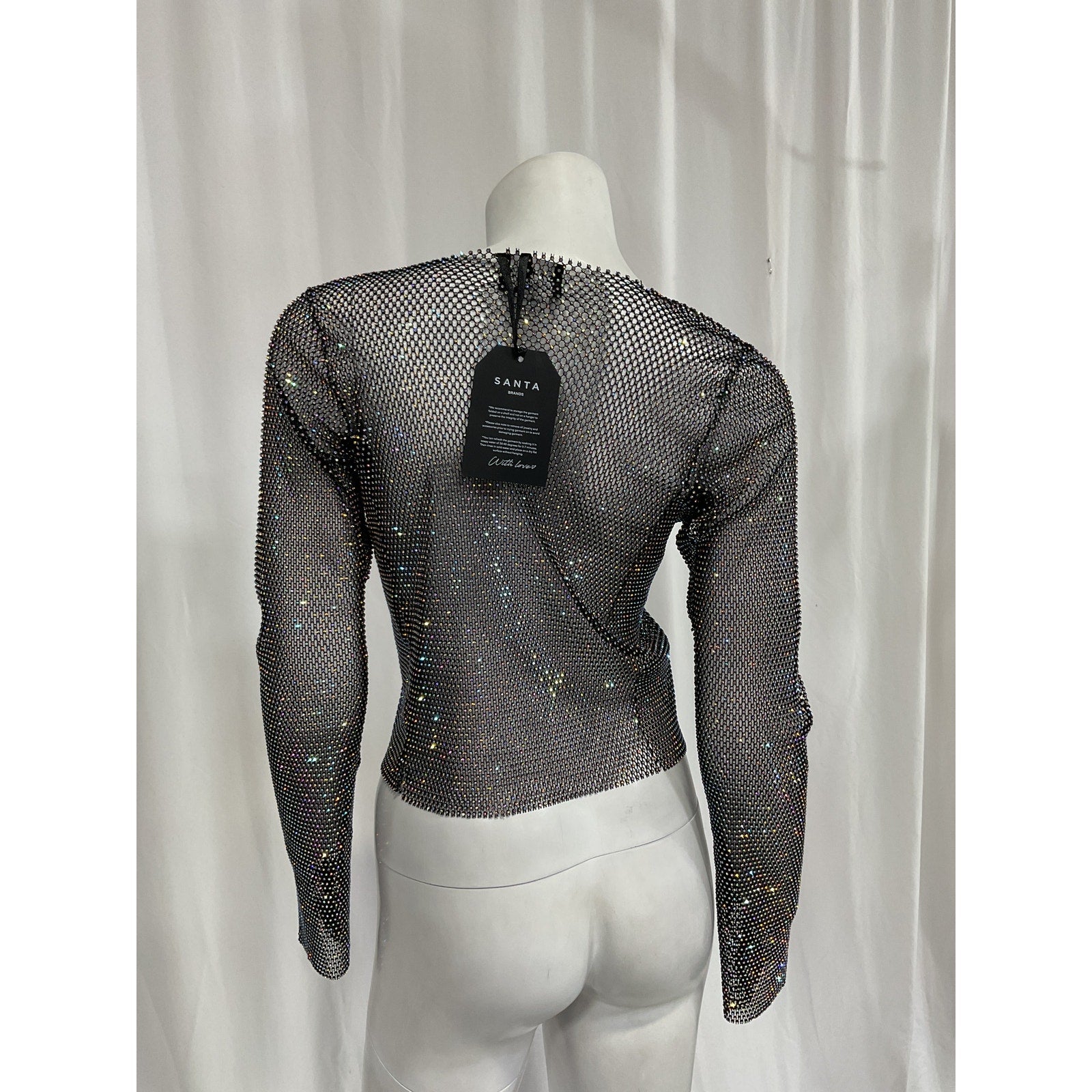 Santa Brands 'Crystal' Black Long Sleeve Top Size M - NWT