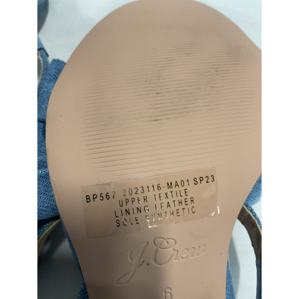 J.Crew 'Lucie Bow ' Blue Cotton Leather Slingback Sandals Size 6