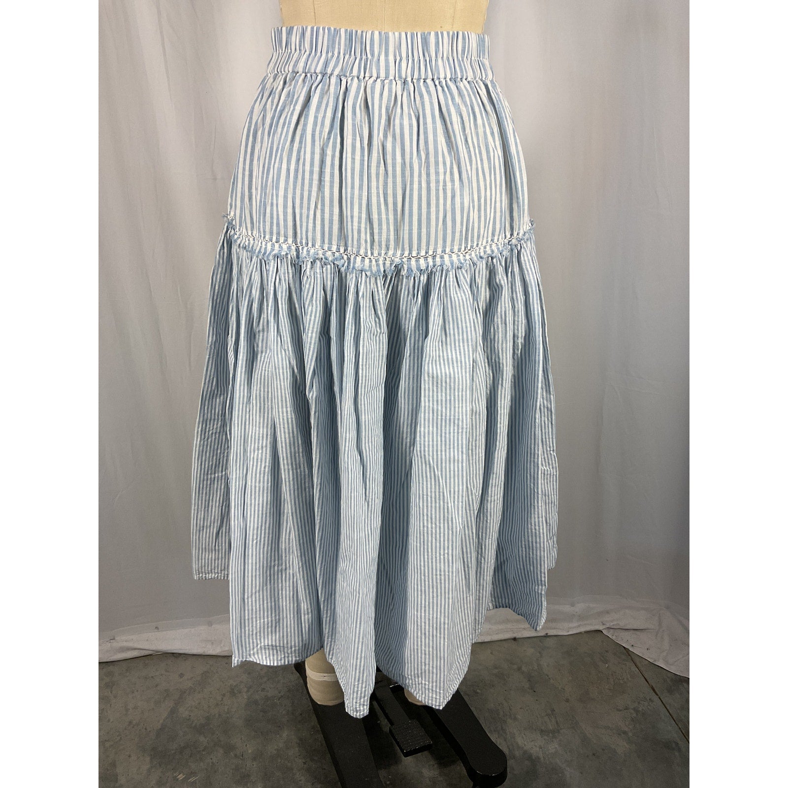 Loveshackfancy 'Stefana' Blue Cotton Blend Skirt Size XS
