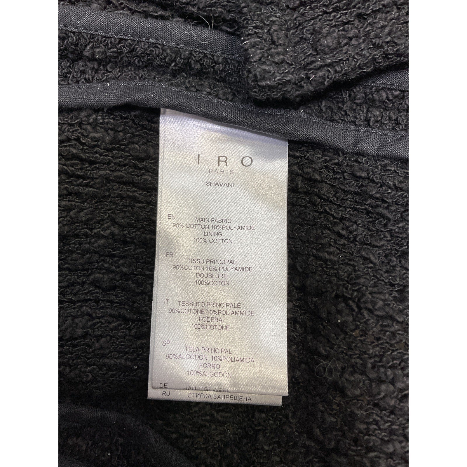 Iro 'Shavani' Black Fringed Cotton Jacket Size 40