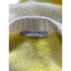 Allsaints Oversized Sunshine And White Tiga V Neck Sweater Size L