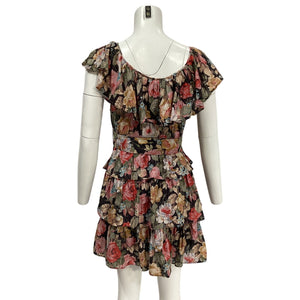 Bytimo Ruffled Rose Garden Smocked Waist Dress Size XS