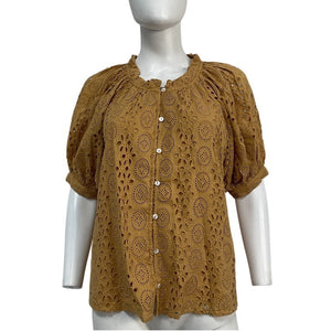Cleobella Eyelet Wheat Katie Blouse Size S
