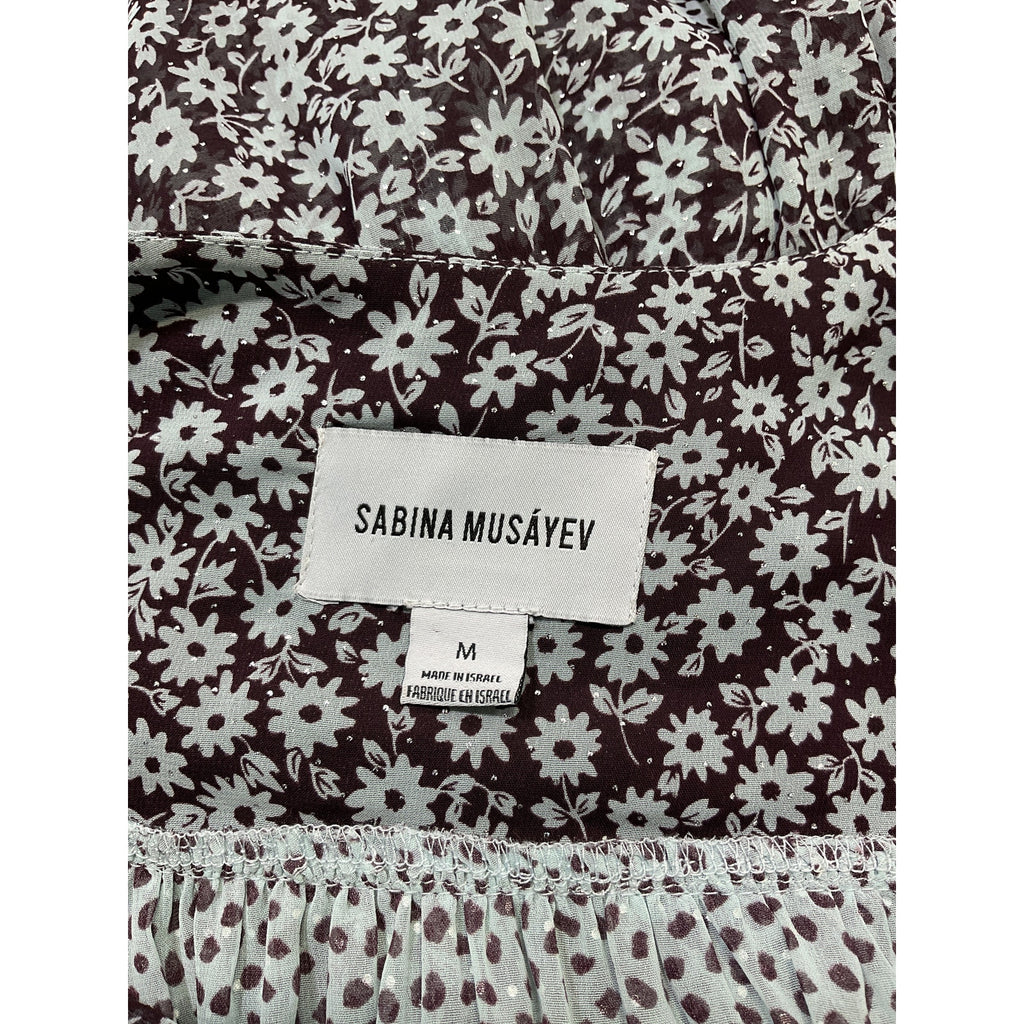 Sabina Musayev Floral Print Black Mini Dress Size M