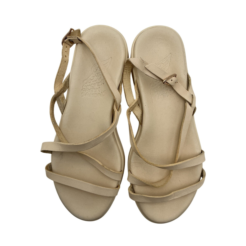 Ancient Greek Beige Leather Sandals Silia Sandals Size 7